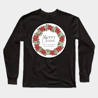 Merry Christmas Round Sticker 08 Long Sleeve T-Shirt